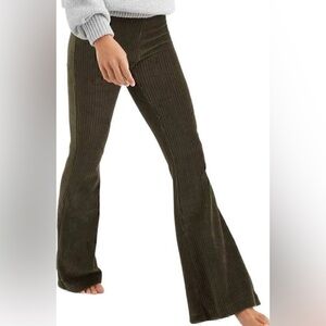 aerie Olive Green Ribbed Corduroy Bootcut Pants